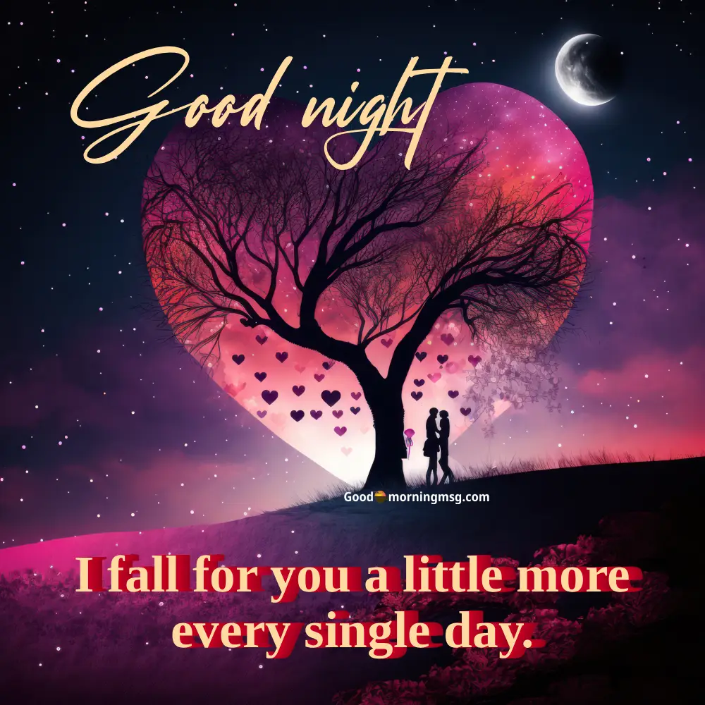Good night kiss images with love quotes expressing romance, care, and sweet dreams