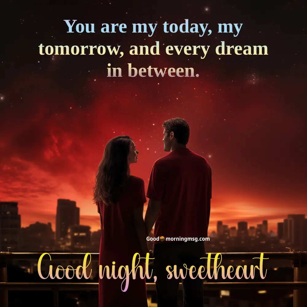 Romantic good night image with loving vibes, soft lights, and heartfelt nighttime emotions