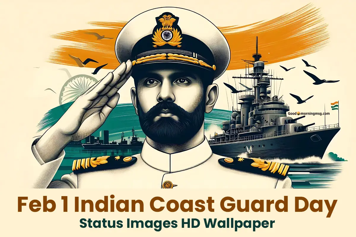 Indian Coast Guard Personnel Standing In Formation With Ships And Helicopters During Indian Coast Guard Day Celebrations On February 1