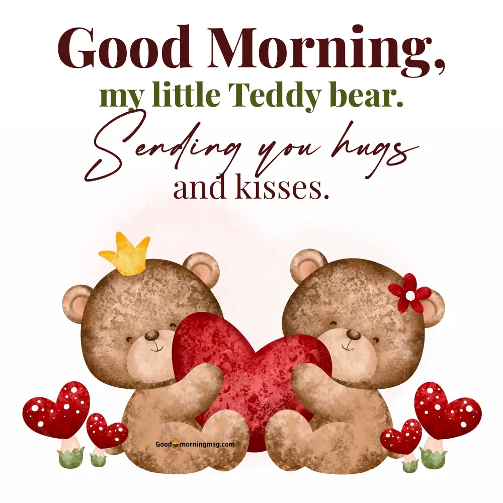 Romantic Good Morning Teddy Bear With Flowers