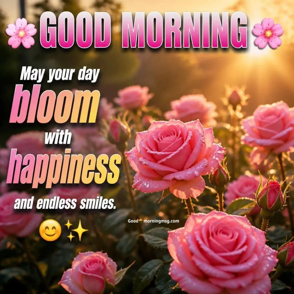 Happiness Good Morning Flowers With Messages