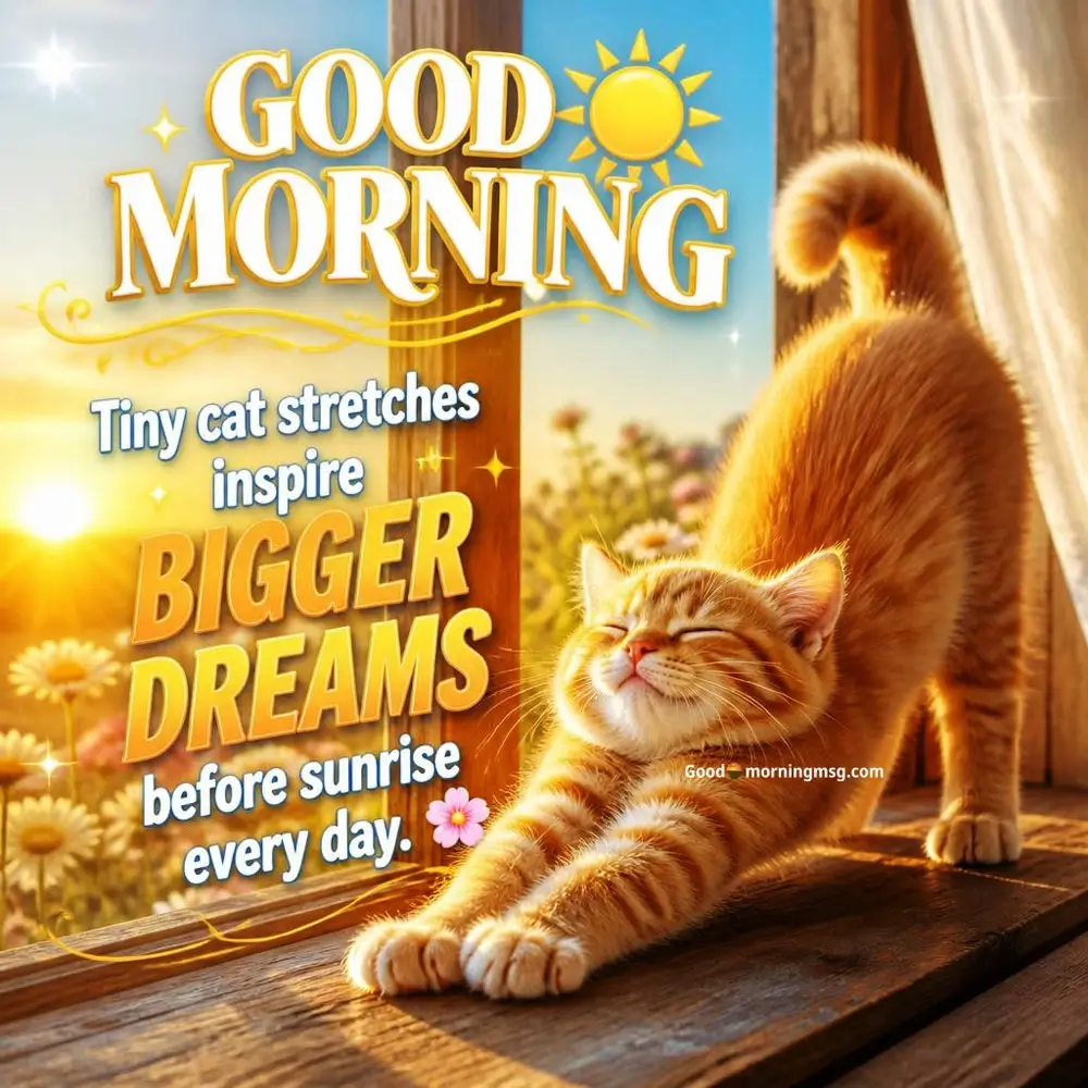 Cute Good Morning With White Cat