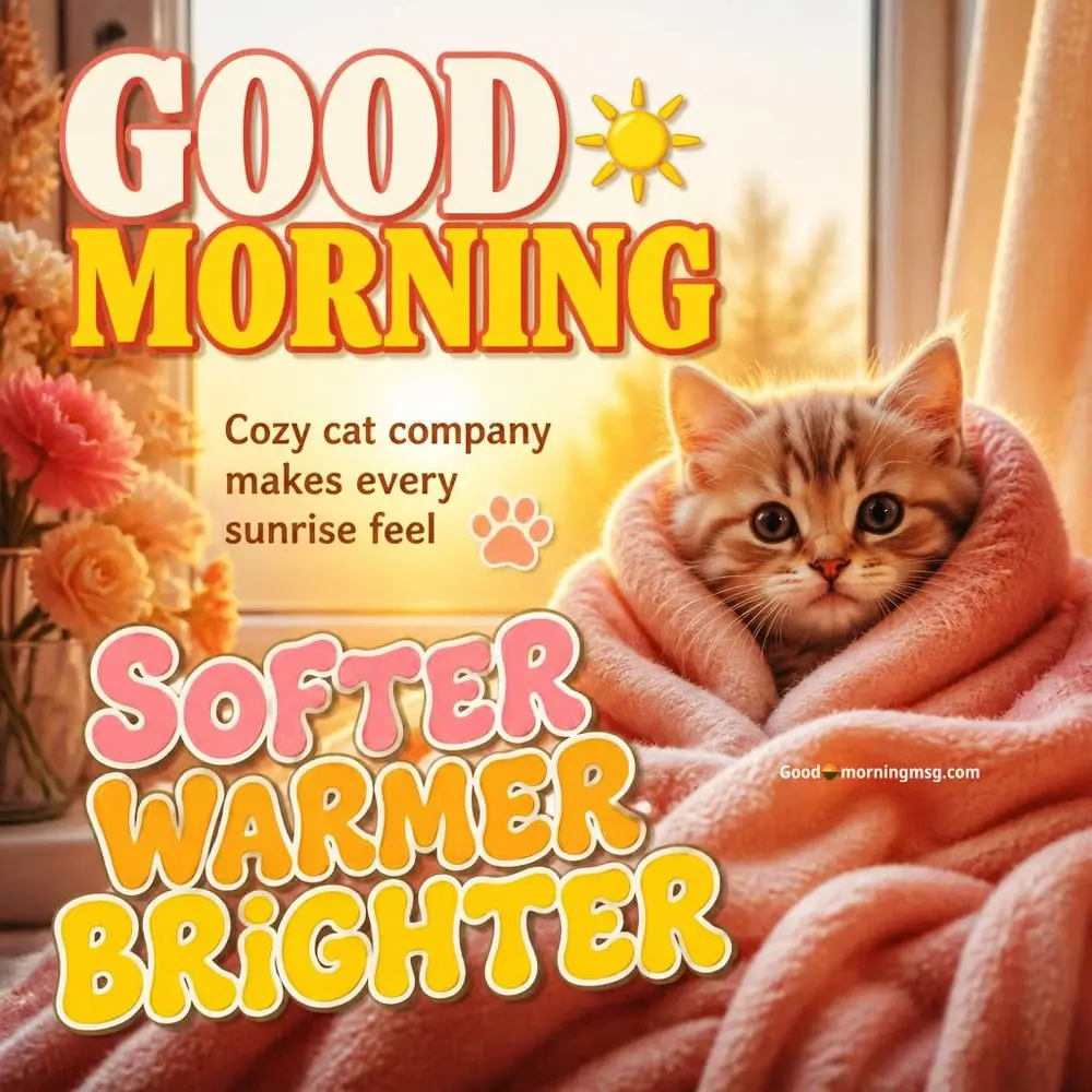 Girl Good Morning Cat